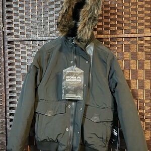 Black Men's Jacket with Fur Hood